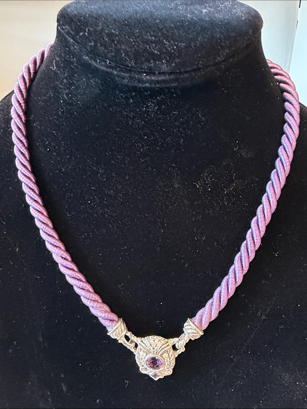 Purple Twisted Cord Necklace with Gem Accent - Women Jewelry